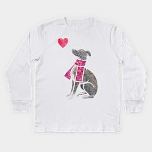 Watercolour Italian Greyhound dog Kids Long Sleeve T-Shirt